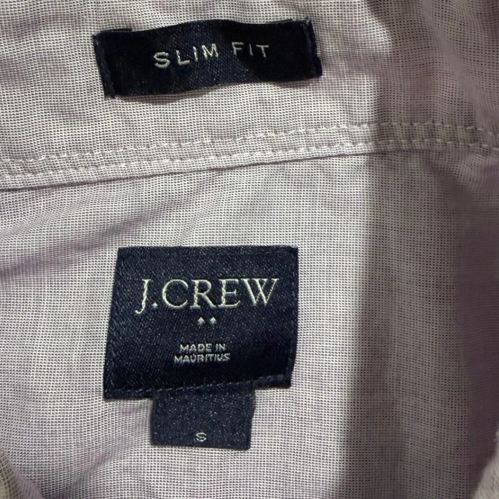 J.Crew Slim Fit Button Front Shirt Men's Small Lavender 100% Cotton